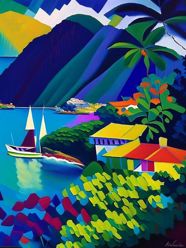 Ilhabela Brazil Colourful Painting Tropical Destination
