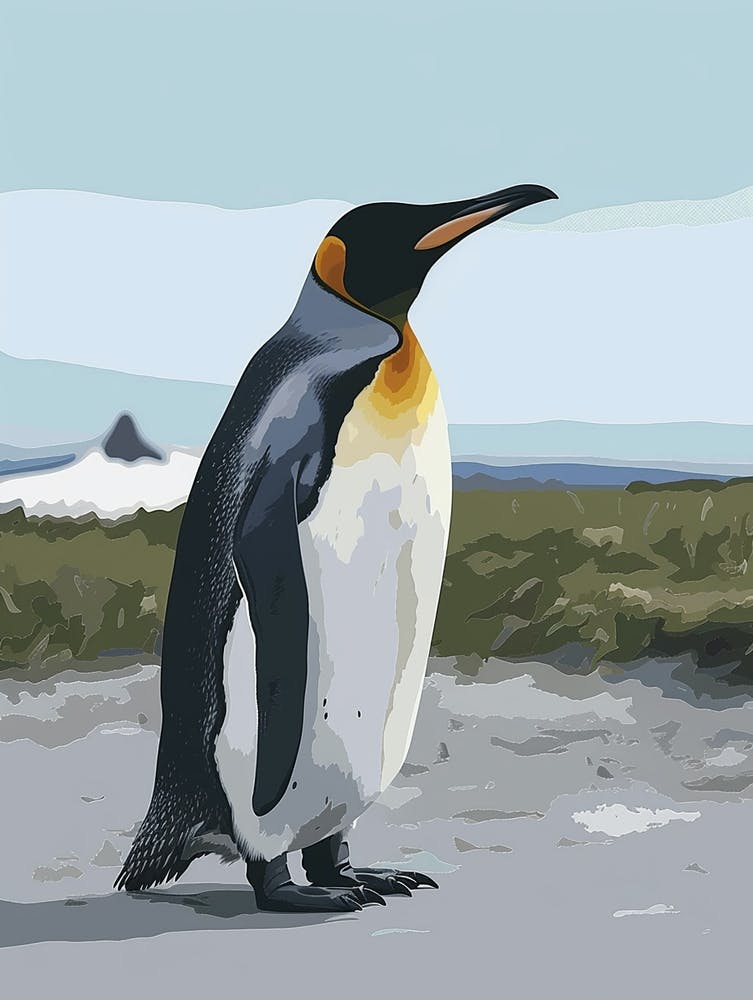 Emperor Penguin Isabela Island Minimalist Illustration 2