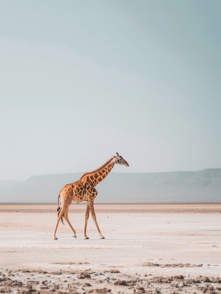 Girafe Marchant Dans Le Désert