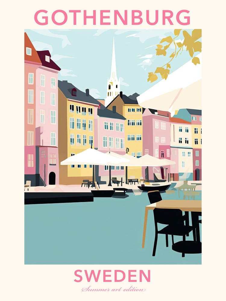 Gothenburg, Sweden, Flat Pastels Tones Illustration 3 Poster
