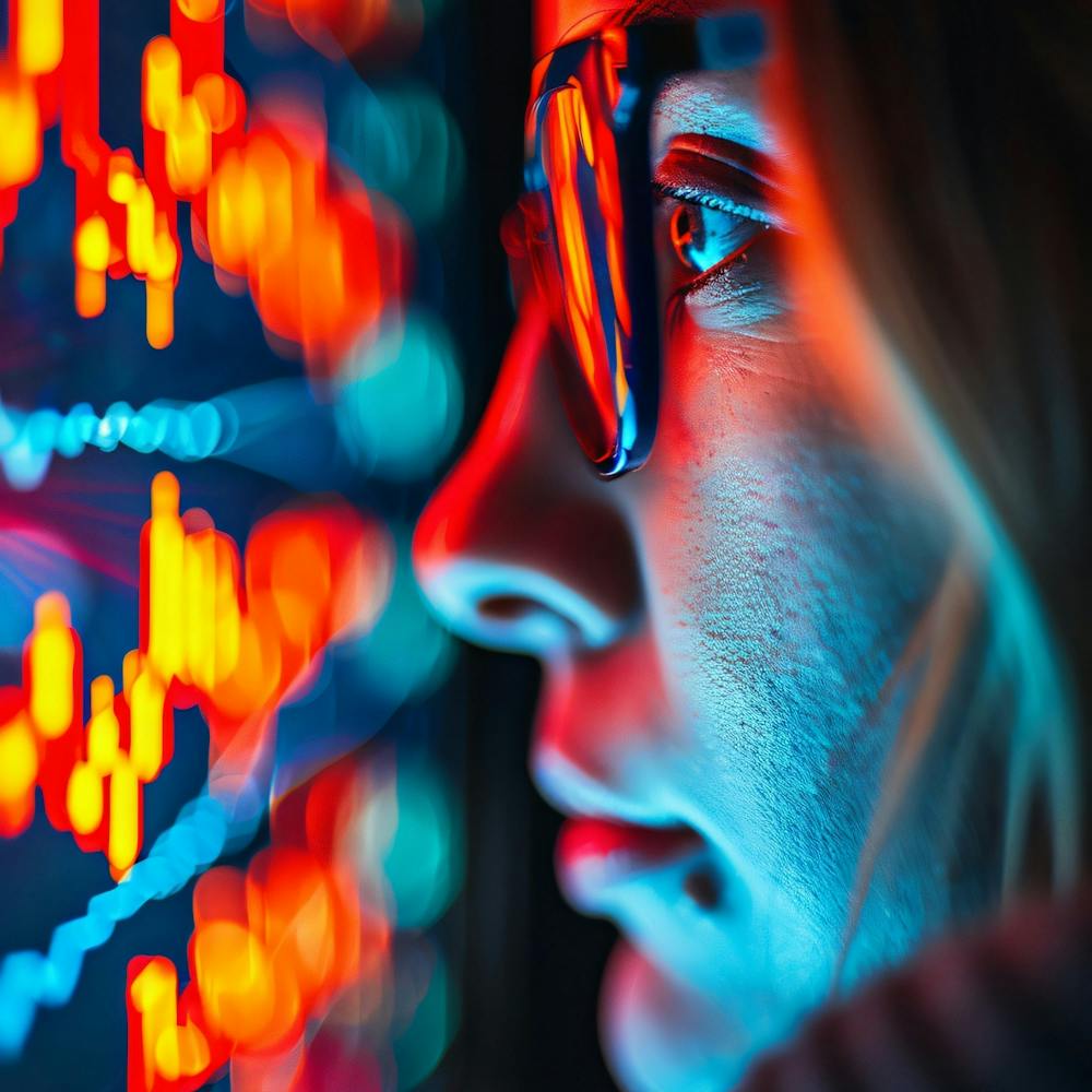 Woman Looking At A Stock Market