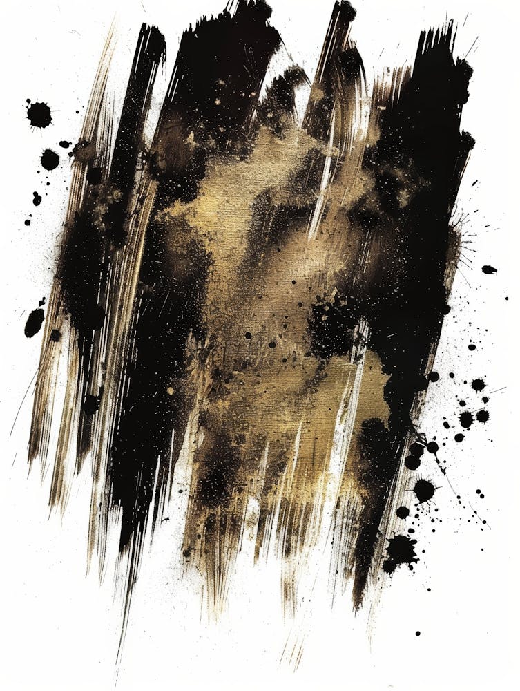 Gold And Black Abstract Painting 135