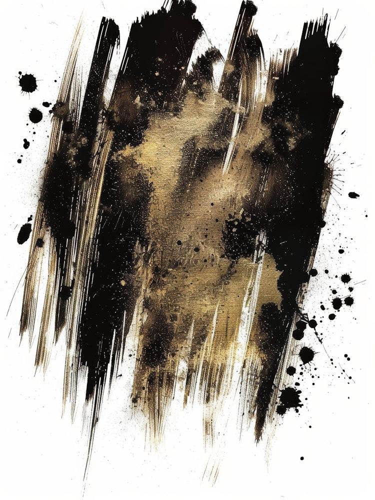 Gold And Black Abstract Painting 135