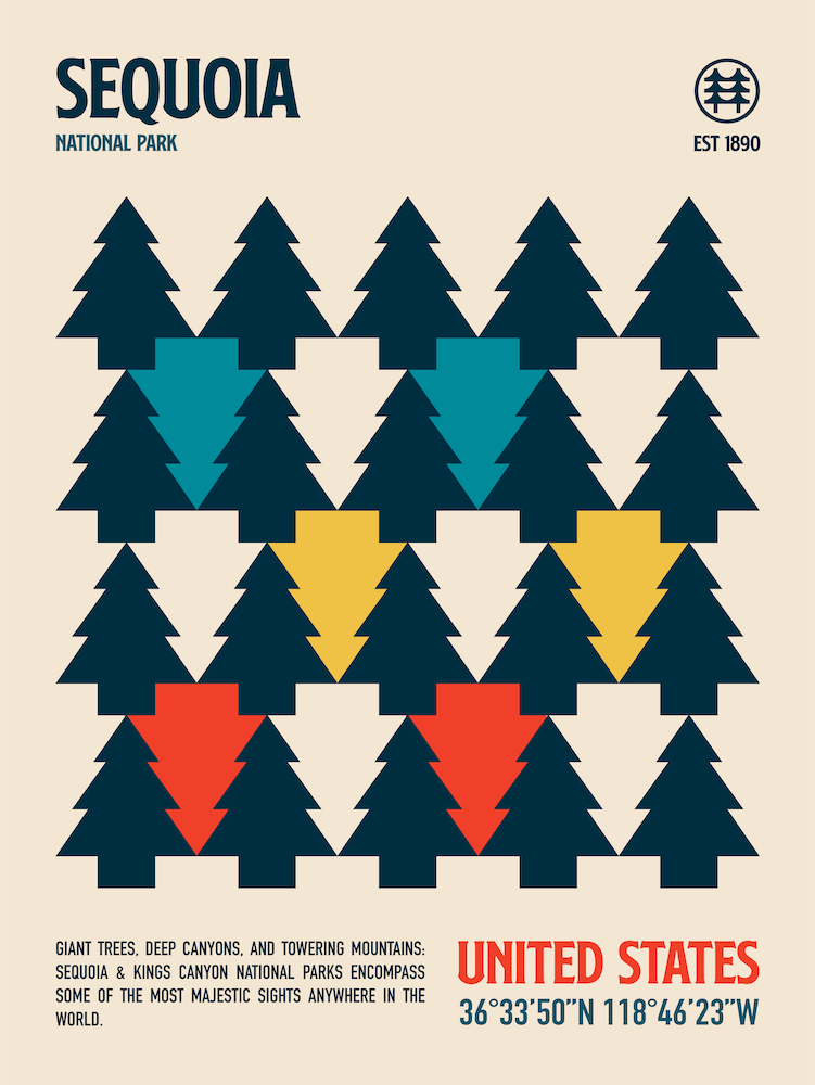 Sequoia National Park Retro Travel Print