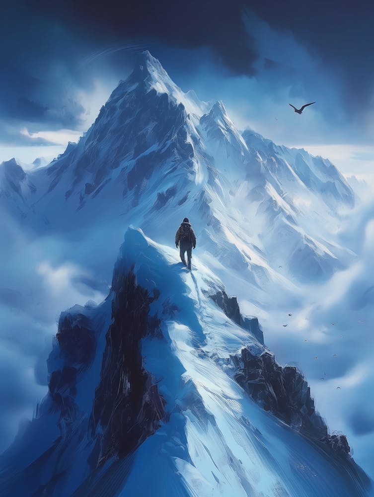 Man On Top Of A Mountain
