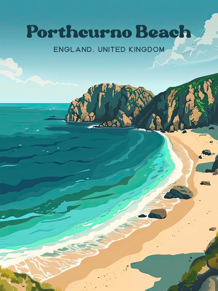 Porthcurno Beach Cornwall England Digitale Reisekunst
