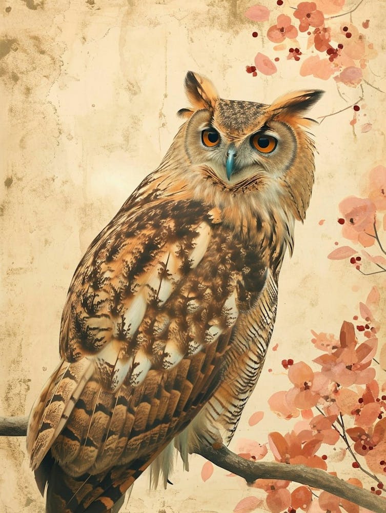 Philipine Eagle Owl Japanese Painting 5
