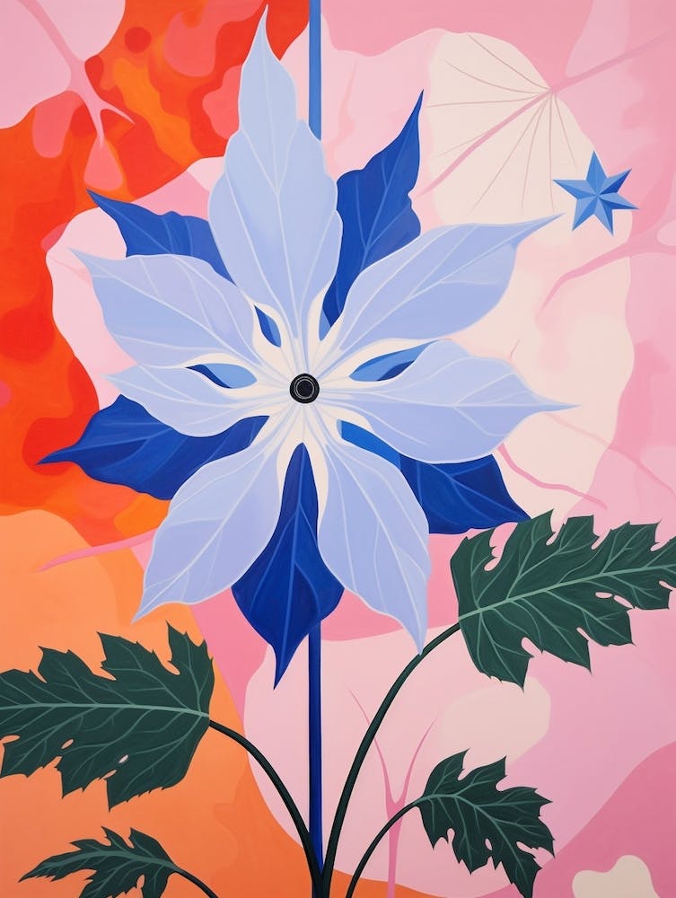 Larkspur 2 Hilma Af Klint Inspired Pastel Flower Painting