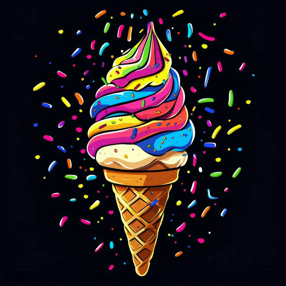 Rainbow Ice Cream Cone print