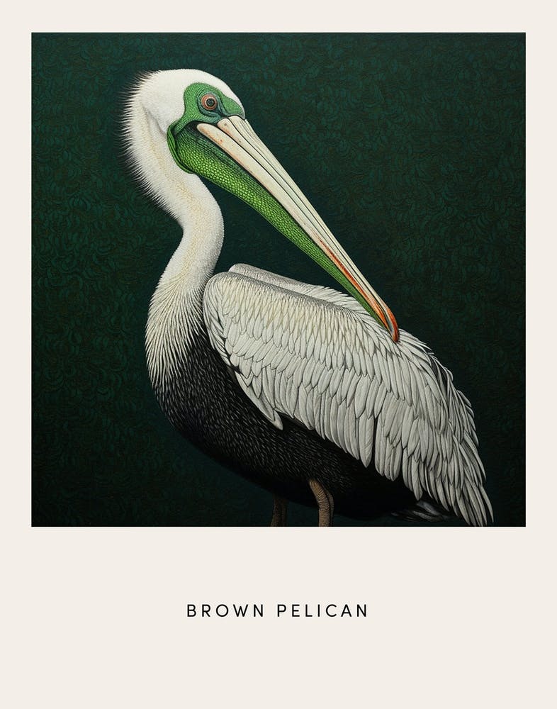 Ohara Koson Inspired Bird Painting Brown Pelican 1 Poster