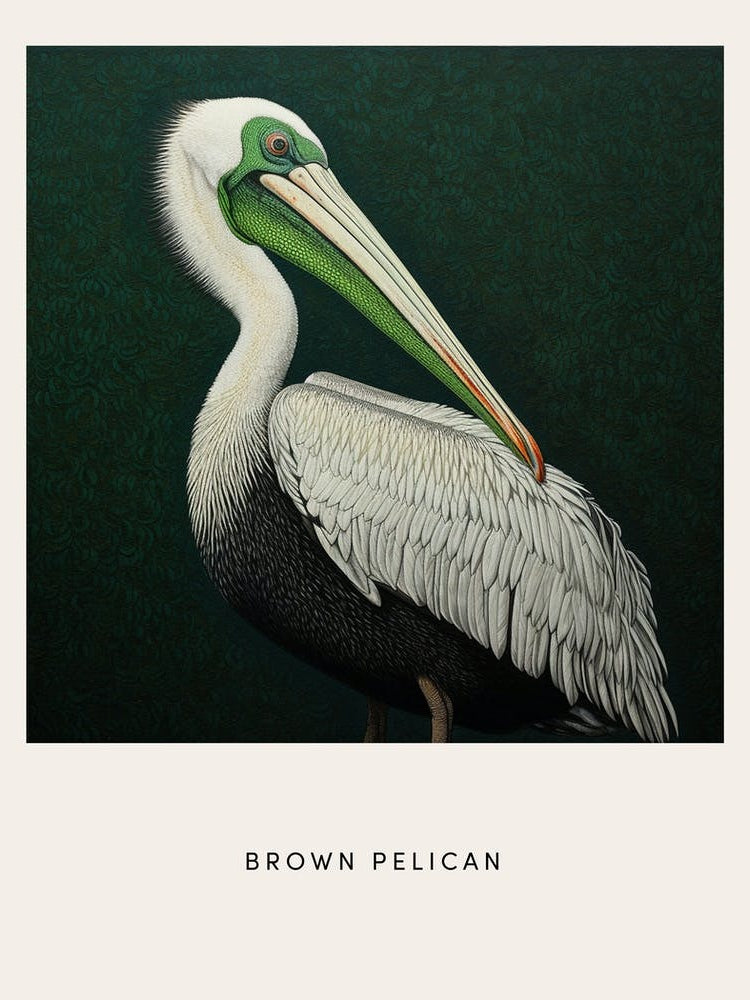 Ohara Koson Inspired Bird Painting Brown Pelican 1 Poster