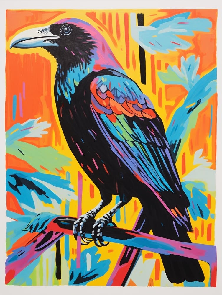 Colourful Bird Painting Raven 2