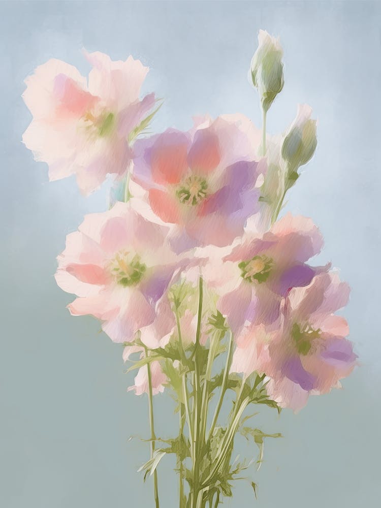 Delphinium Flowers Acrylic Painting In Pastel Colours 3