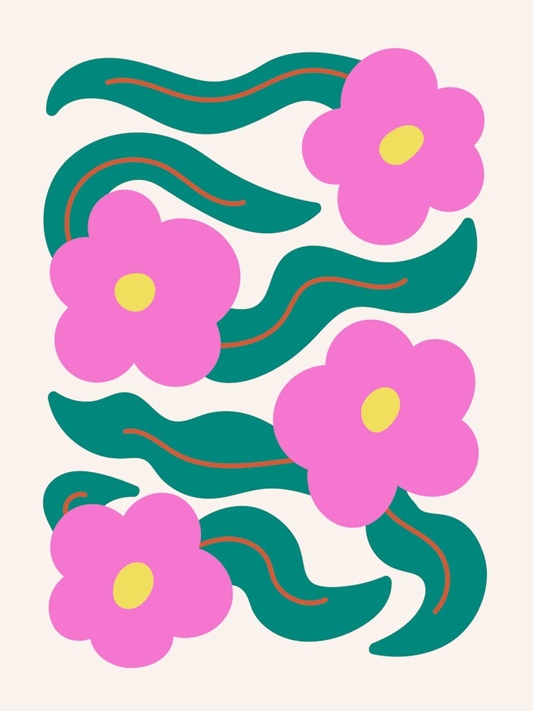 Pink Flowers Print