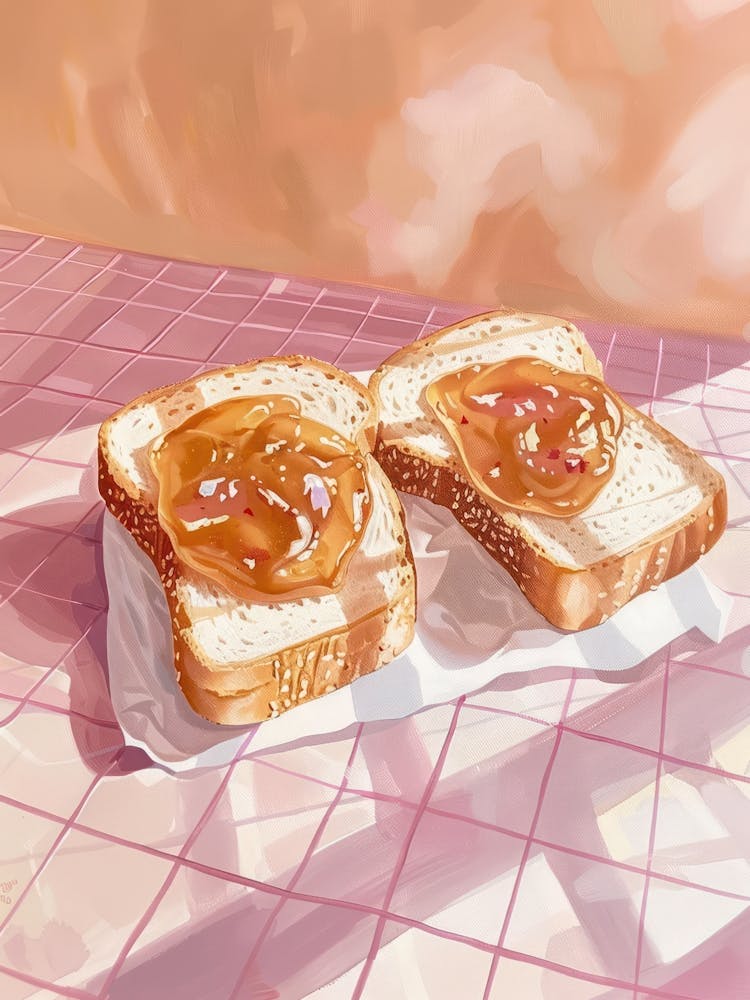 Pink Breakfast Food Peanut Butter And Jelly 1