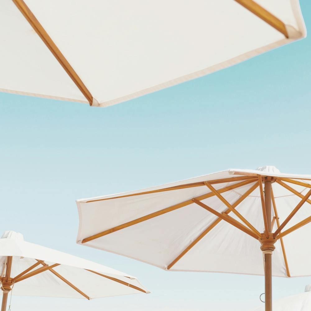 White Beach Umbrellas