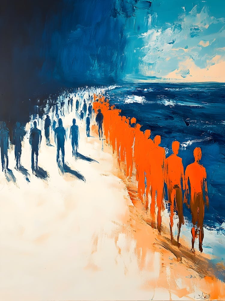 'People Walking On The Beach'