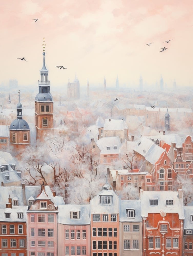 Dreamy Winter Painting Frankfurt Germany 2