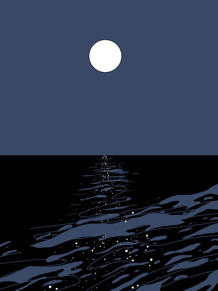 Full Moon Over The Ocean