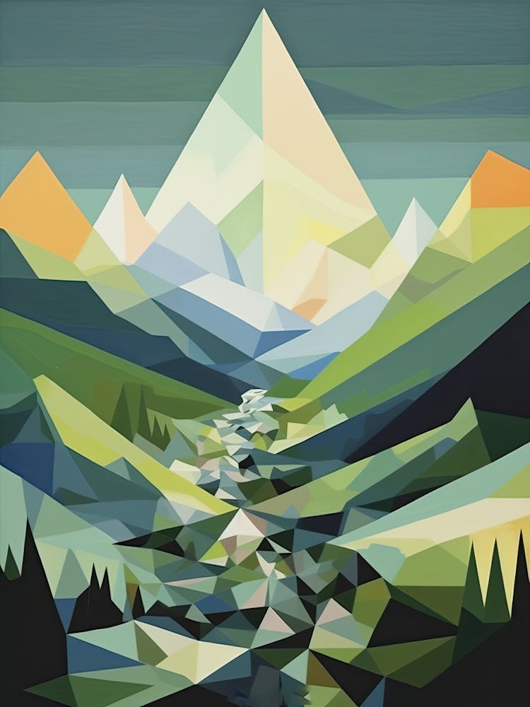 Mountains And Valley   Geometric Vector Illustration 3