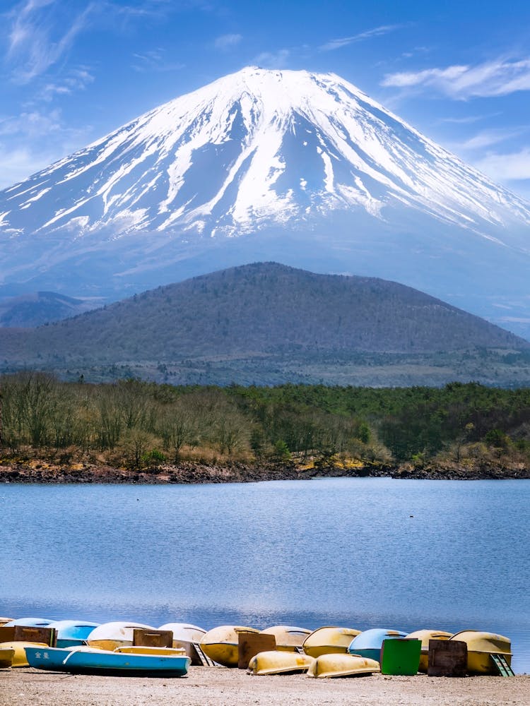 Picturesque Lake Shoji With Striking Mount Fuji