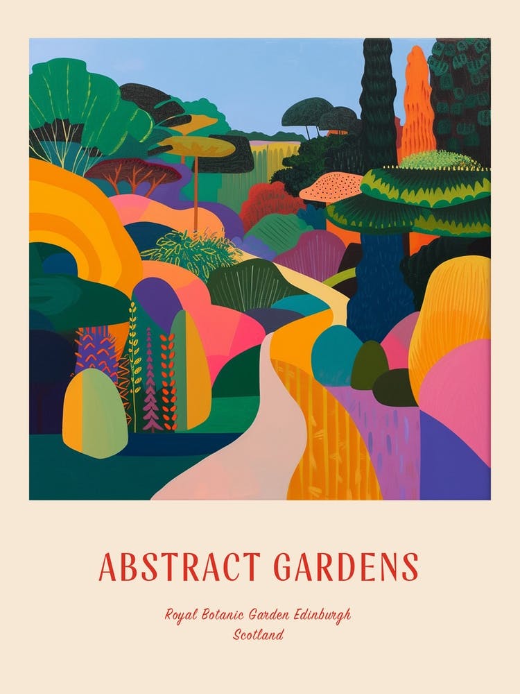 Colourful Gardens Royal Botanic Garden Edinburgh Scotland 4 Red Poster