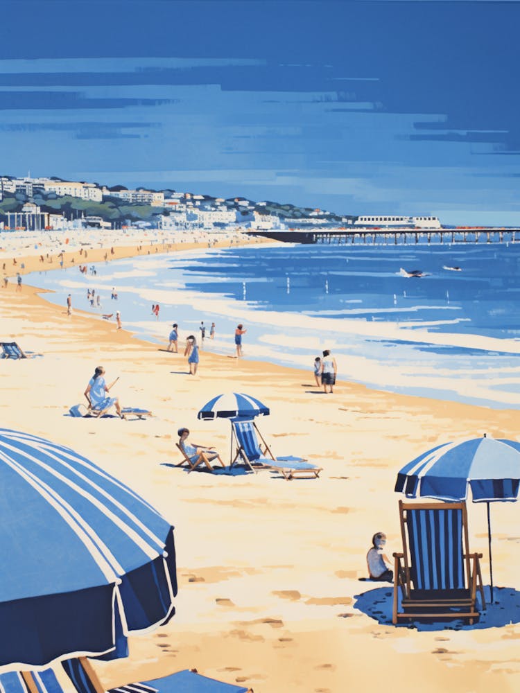 Bournemouth Beach Dorset Printmaking Style 4