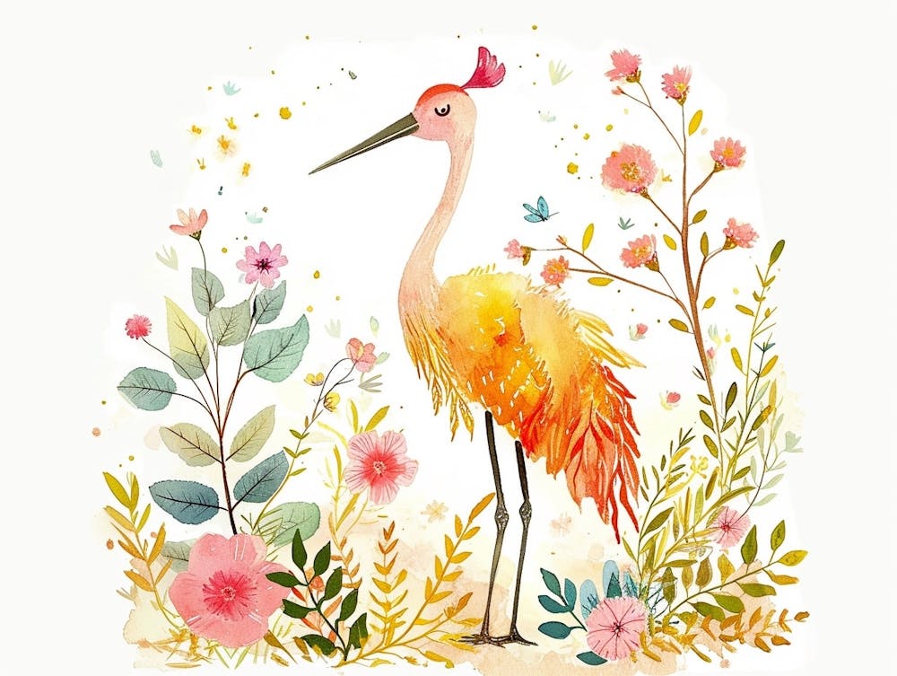 Little Floral Crane 2