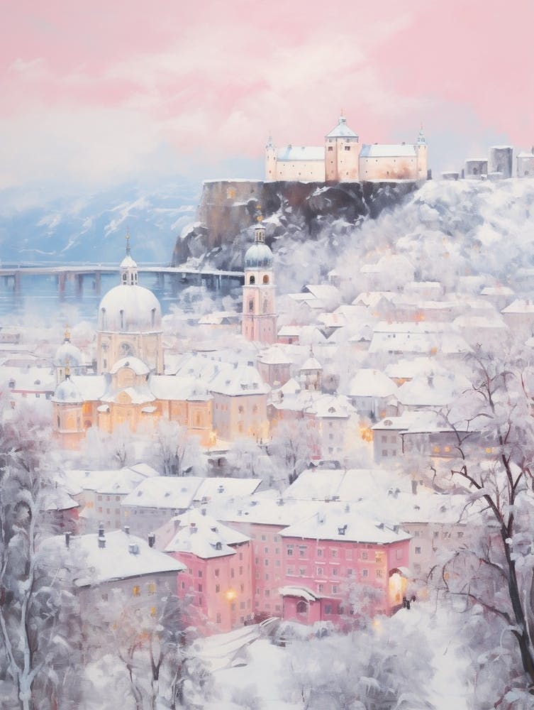 Dreamy Winter Painting Salzburg Austria 4