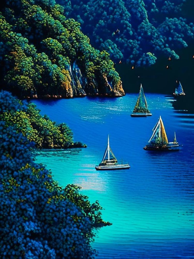 The Mergui Archipelago Thailand Pointillism Style Tropical Destination