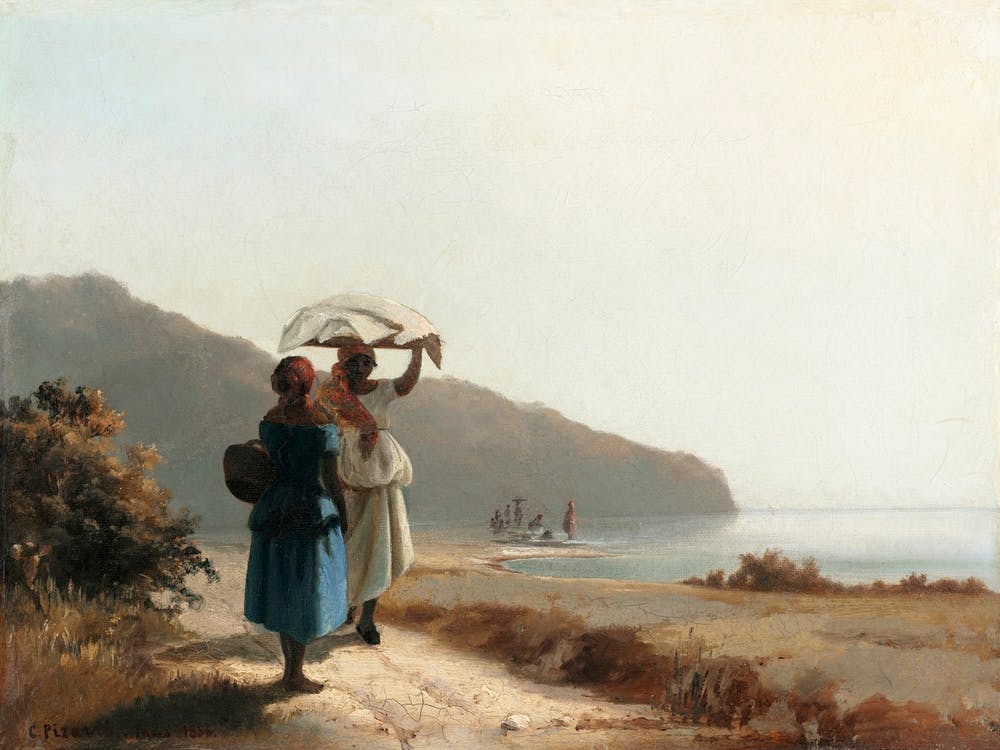 Two Women Chatting By The Sea, St. Thomas (1856), Camille Pissarro