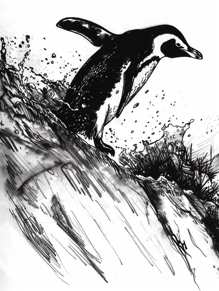 King Penguin Diving Into The Water 3