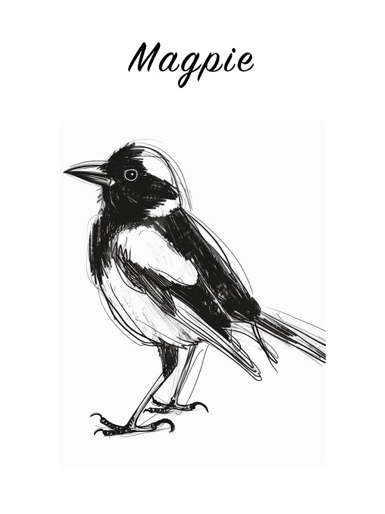 B&W Magpie Poster