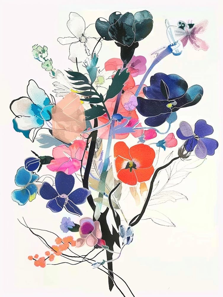 Ne m'oubliez pas 4 Bouquet de Fleurs en Collage
