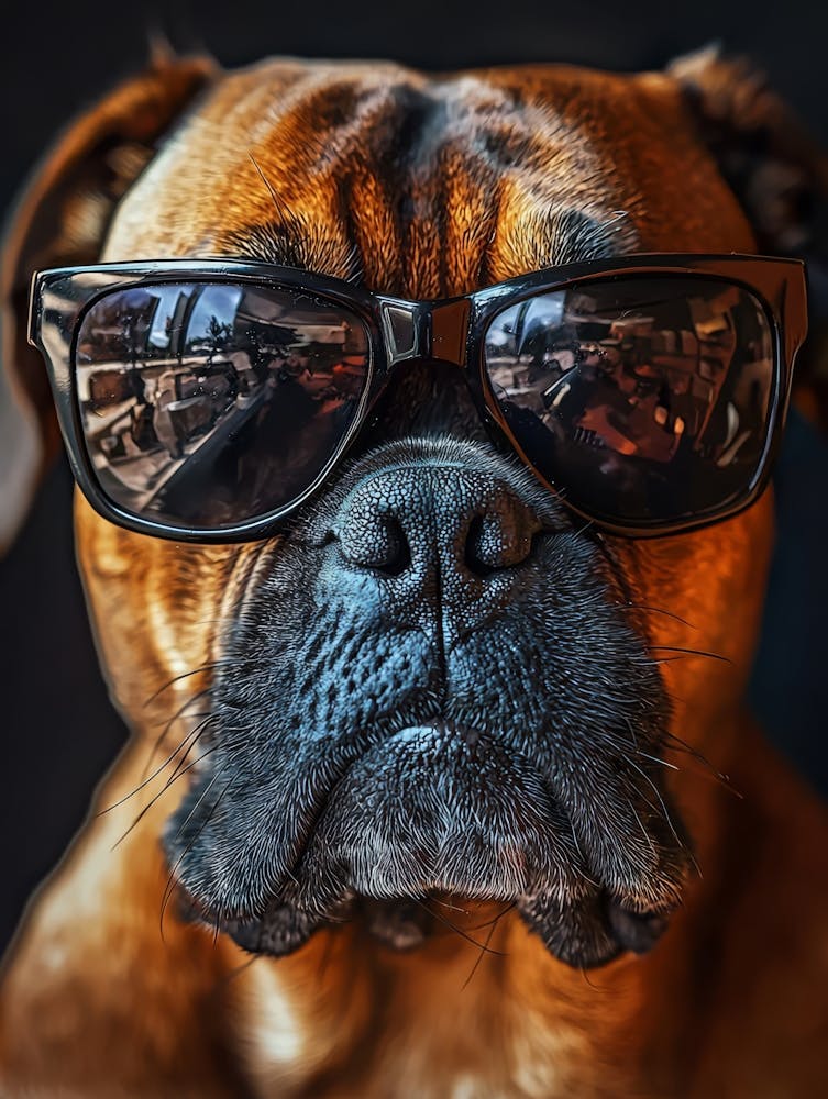 Boxerhund mit Sonnenbrille