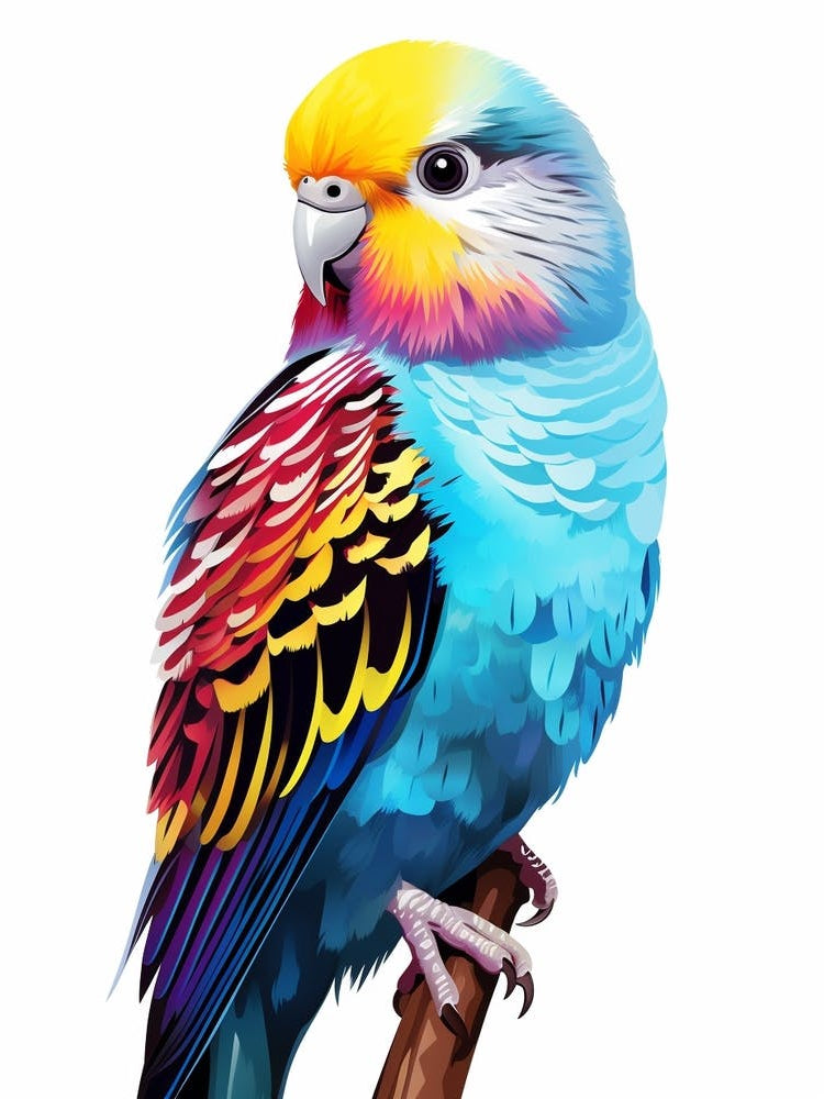 Colourful Geometric Bird Budgerigar 3