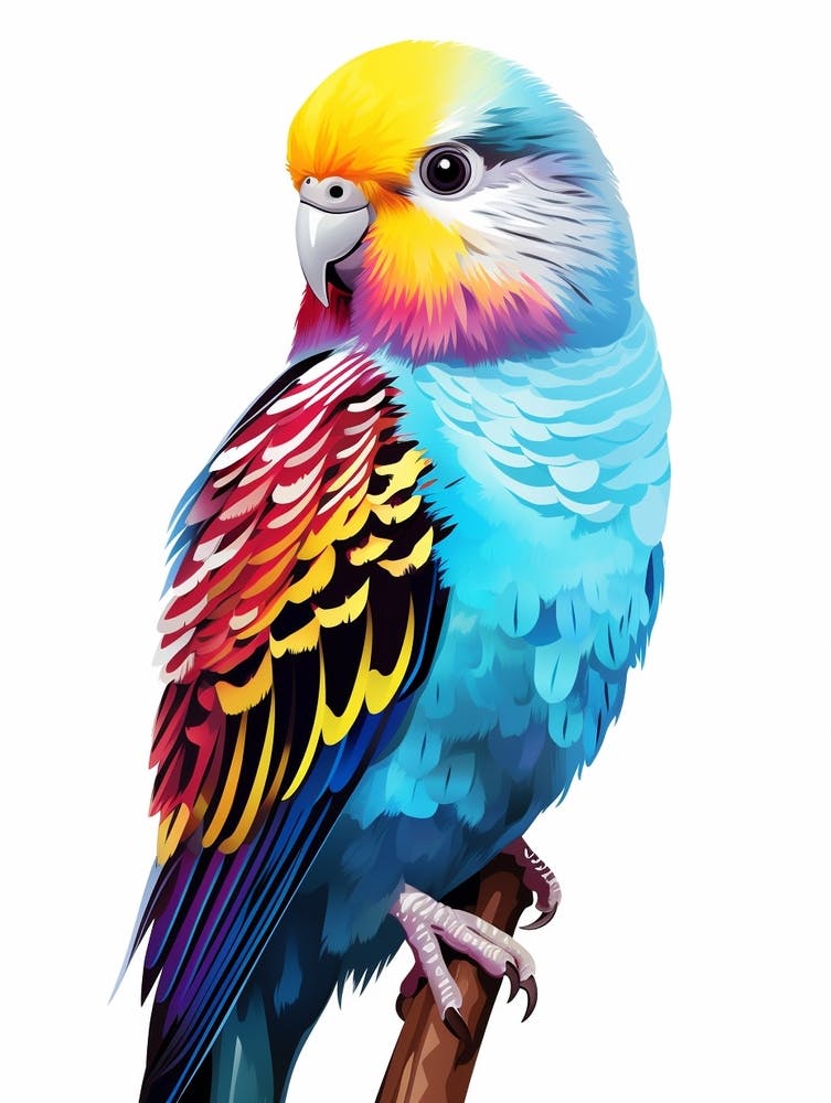 Colourful Geometric Bird Budgerigar 3