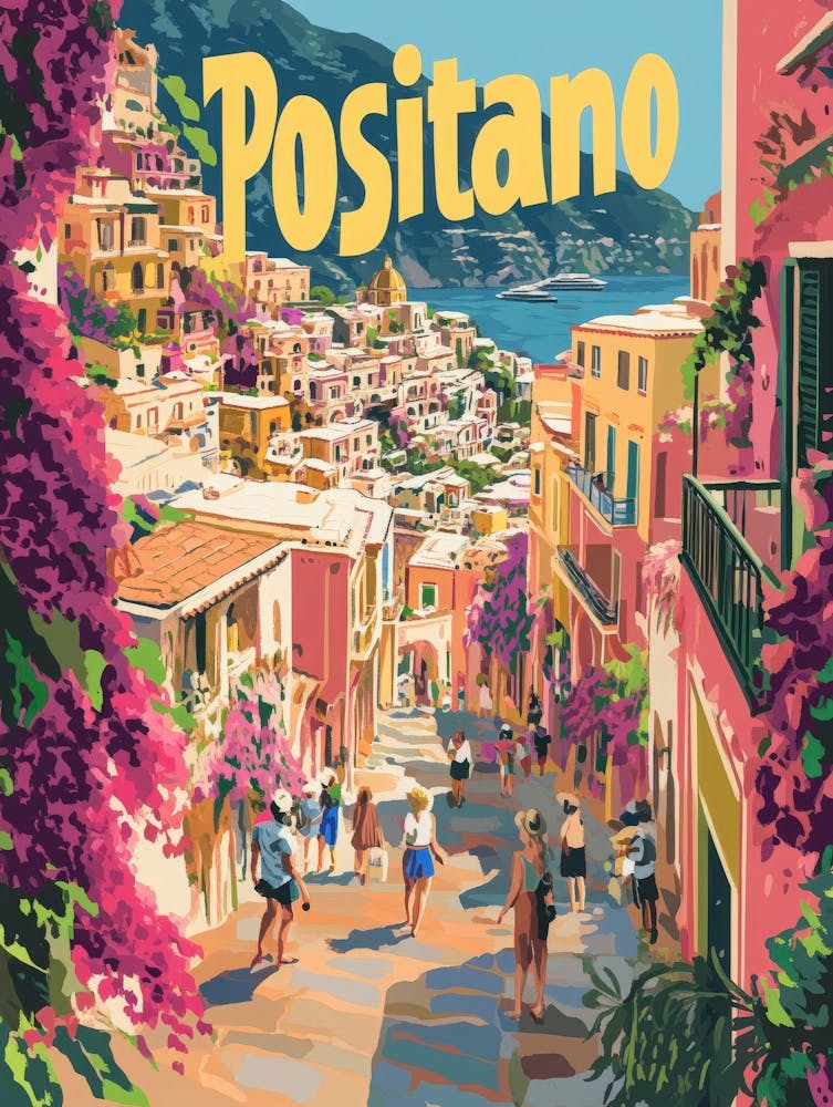 Aihrgdesign A 1970s Inspired Travel Poster For Positano 2