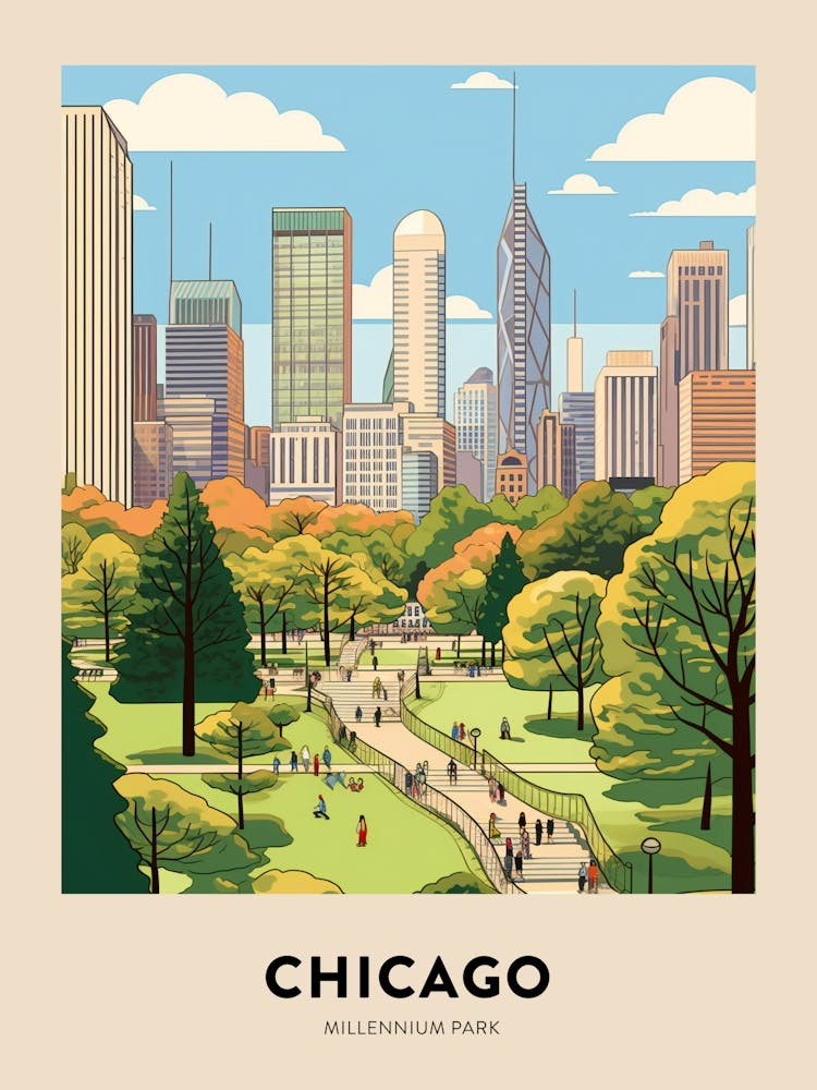 Millennium Park 4 Chicago Travel Poster