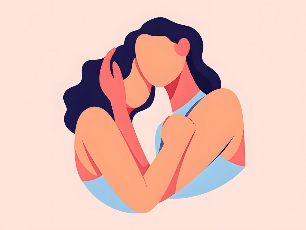 Connection: Minimalist Couple Hug - Peaceful Embrace