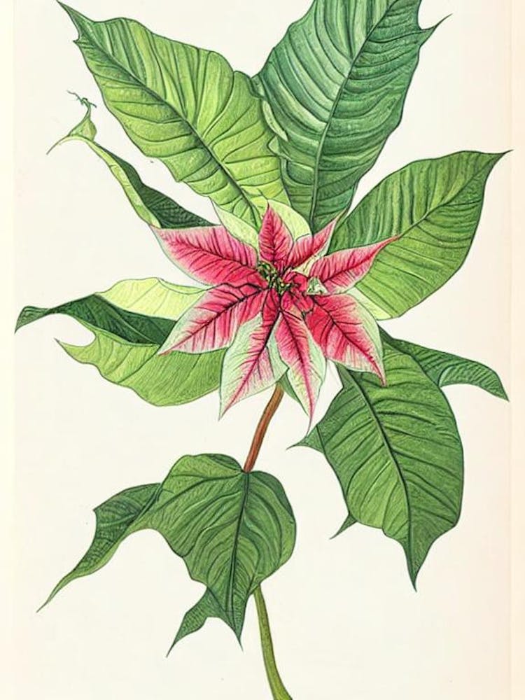 Poinsettia Botanique Vintage 2 Fleur