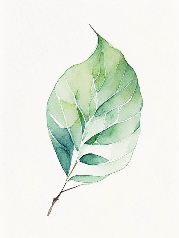 Wintergrün Blatt Minimalistisches Aquarell 1