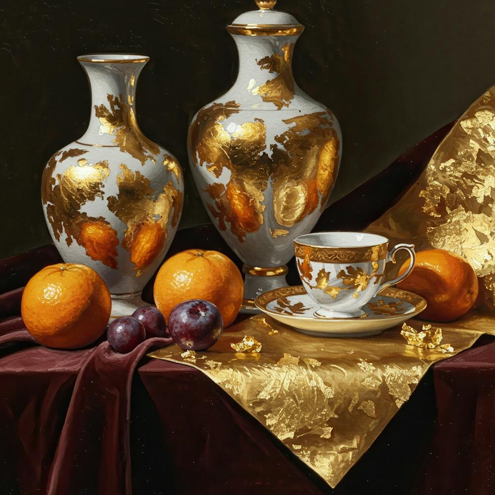 Golden Vases And Oranges