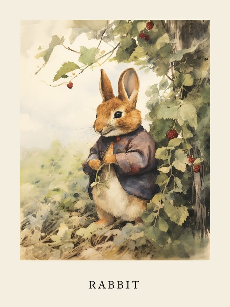 Beatrix Potter Inspired  Animal Watercolour Rabbit 6