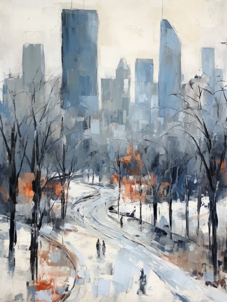 Winter City Park Painting Grant Park Chicago United States 2