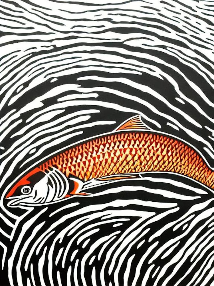 Rainbow Shark Linocut