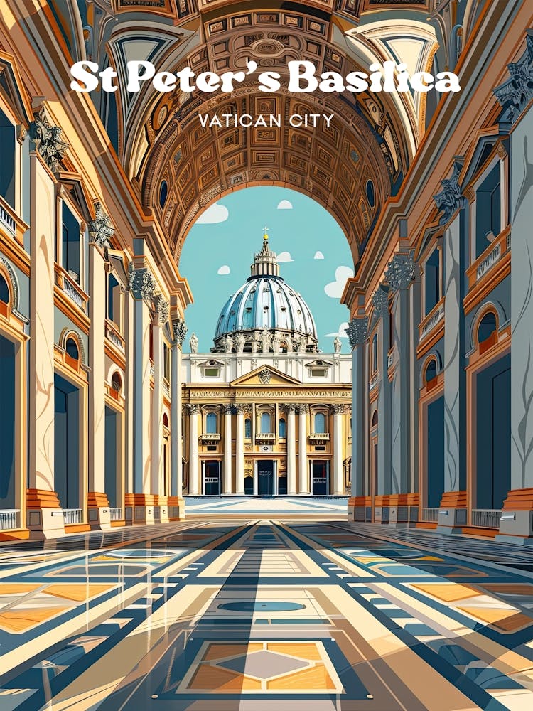 St Peter S Basilica Vatican City Digital Travel Art