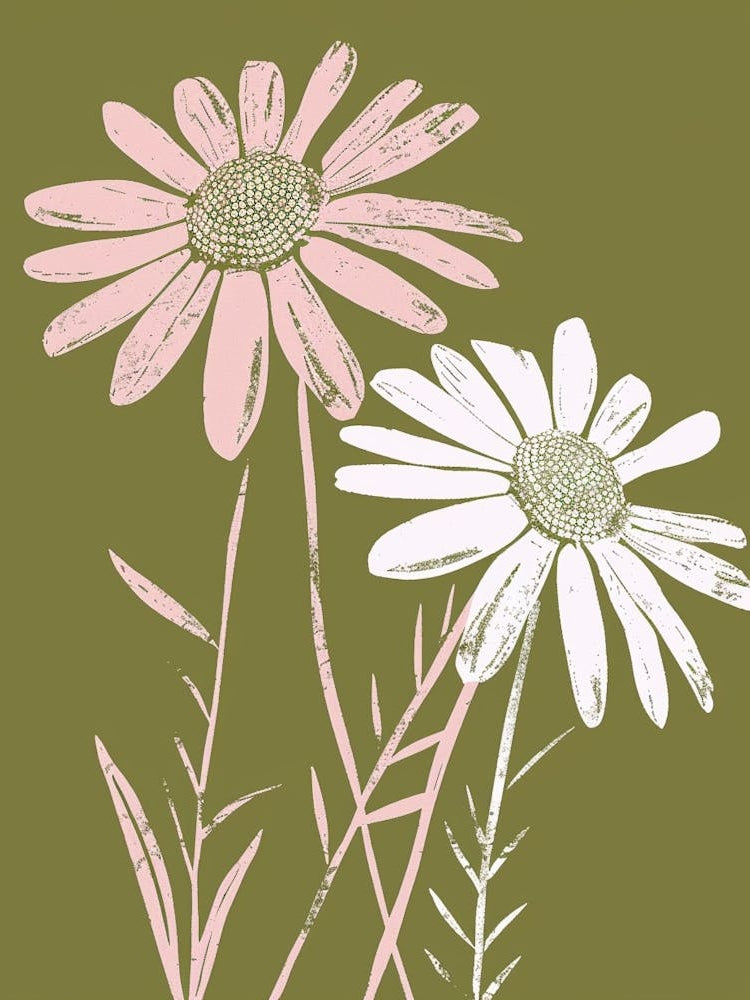 Pink & Green Daisy 3