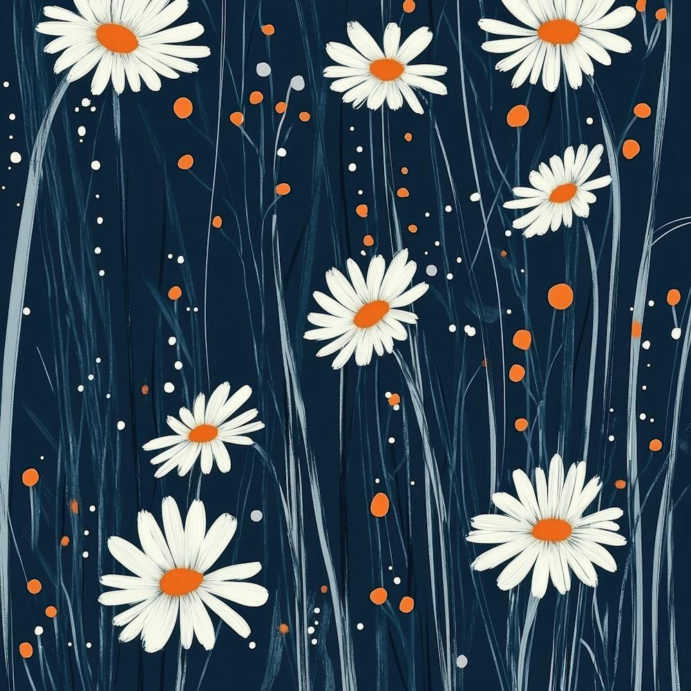 Daisies On A Blue Background