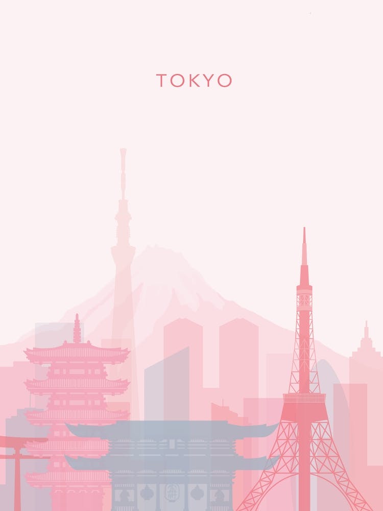Pink And Blue Tokyo Skyline